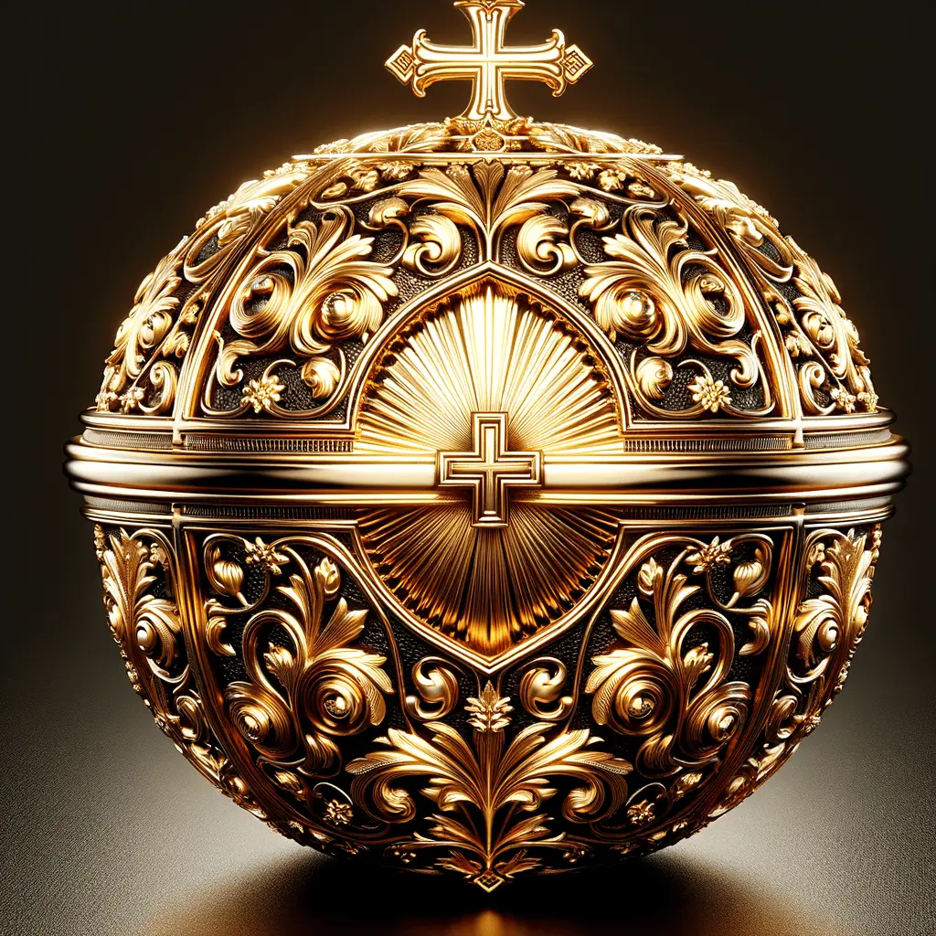 Sfera dorata decorata con croce