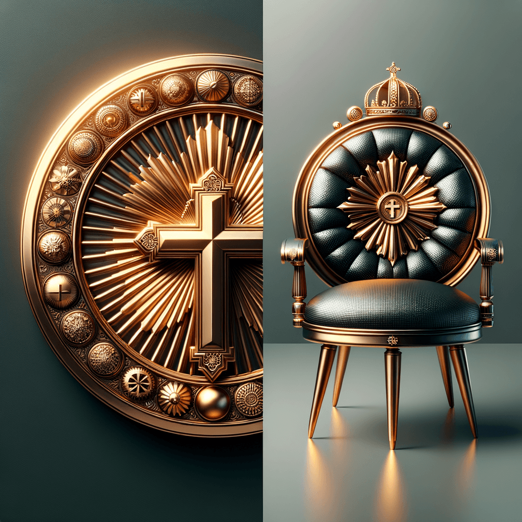 Decorazioni dorate religiose e trono.