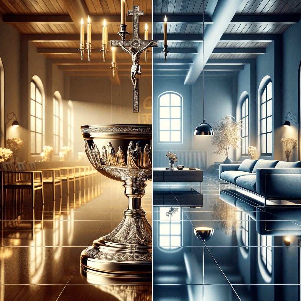 Interni moderni e tradizionali con arredo contrastante