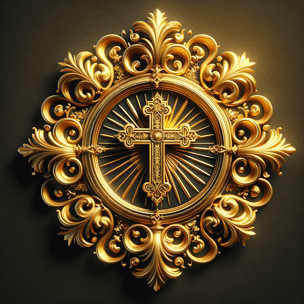 Croce d'oro con ornamenti barocchi