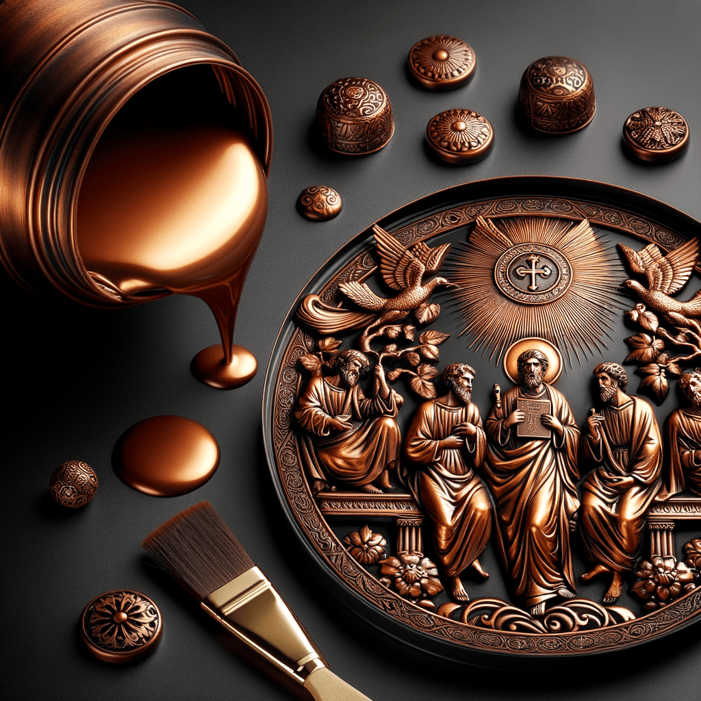 Bassorilievo dorato con figure religiose