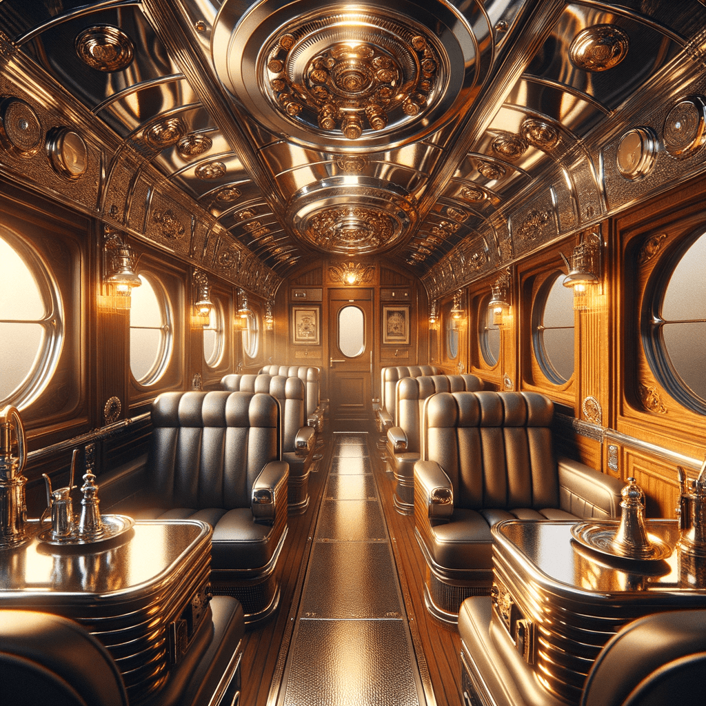 Interno lussuoso di un antico treno.