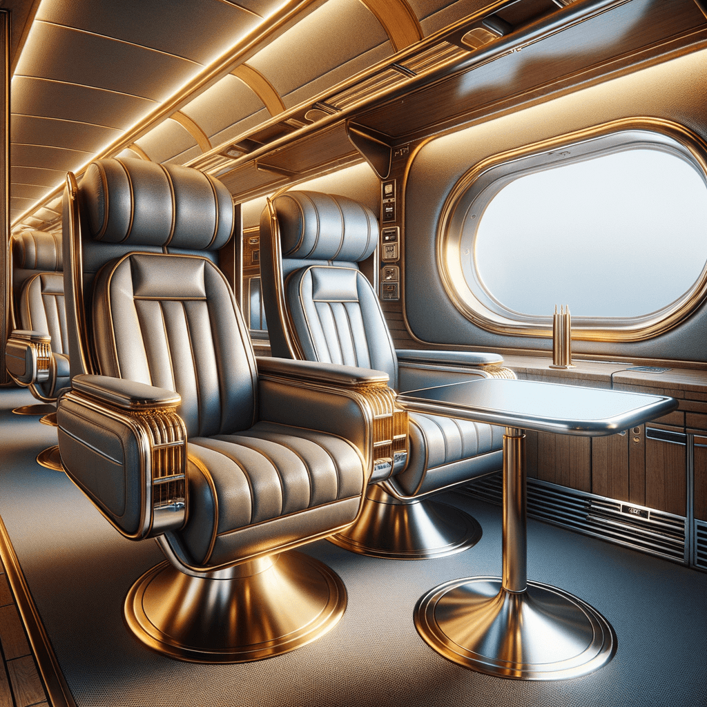 Interno lussuoso di vagone treno con sedili eleganti